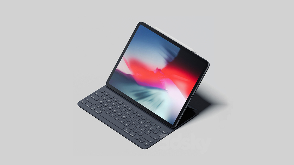 مدل سه بعدی تبلت با کیبورد iPad Pro 2018