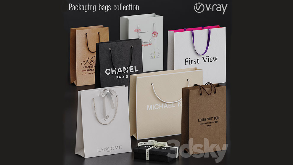 مجموعه مدل سه بعدی ساک دستی Packaging Bags