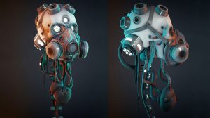 مدل سه بعدی جمجمه سایبرپانک Cyber Skull