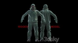 مدل سه بعدی کاراکتر با لباس محافظ Protective Suit Rigged