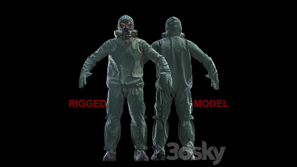 مدل سه بعدی کاراکتر با لباس محافظ Protective Suit Rigged