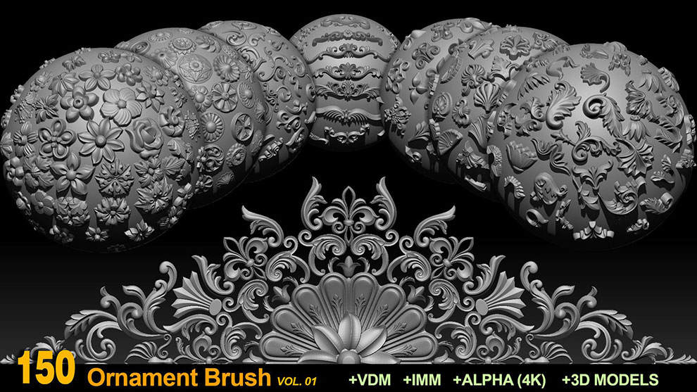 مجموعه براش تزیینی برای زیبراش Ornament Brushes and Alphas