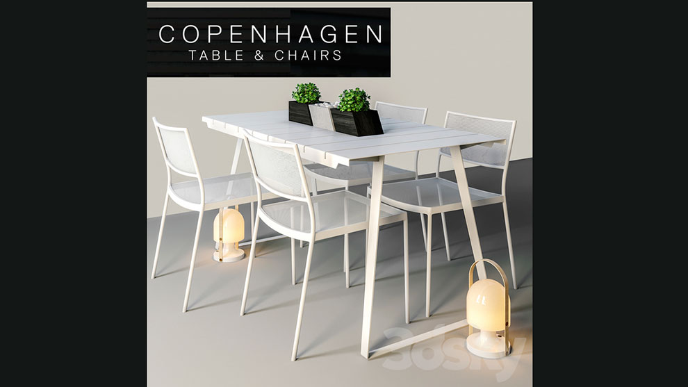 مدل سه بعدی میز و صندلی Copenhagen Chairs Table