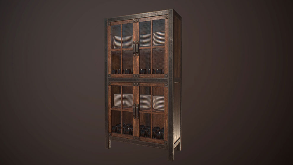 مدل سه بعدی کمد بوفه قدیمی Old Hutch