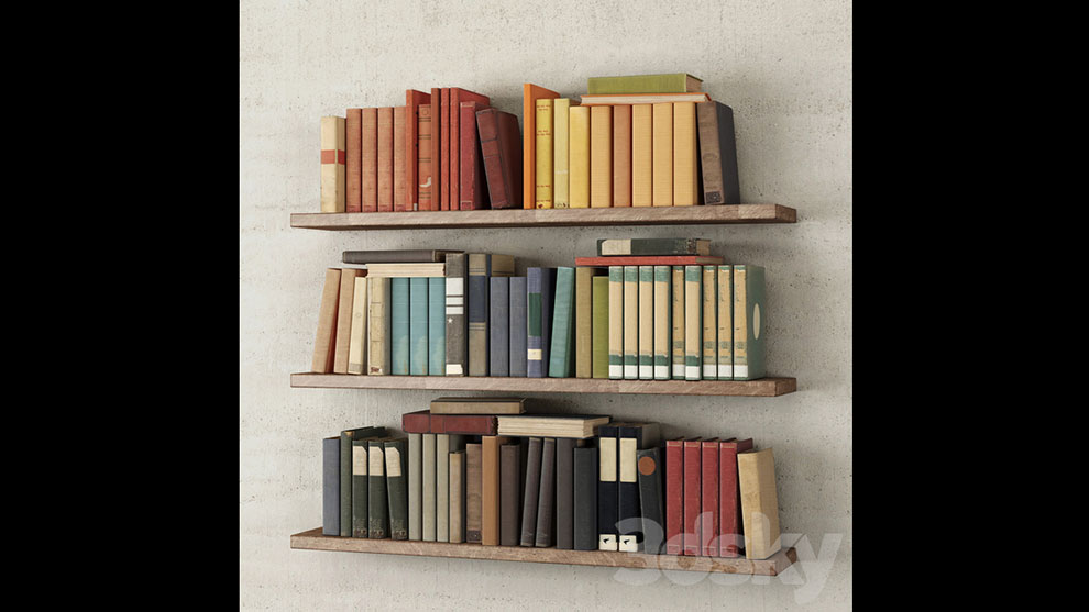 مدل سه بعدی قفسه کتاب دیواری Books on the Shelf
