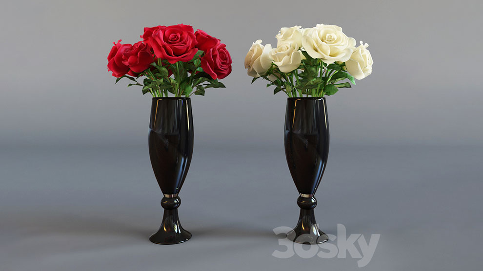 مدل سه بعدی گلدان رز Four Bouquet of Roses