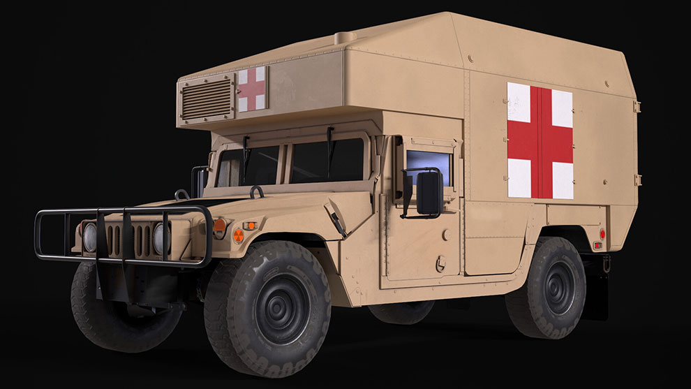 مدل سه بعدی آمبولانس امداد HMMWV Ambulance