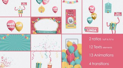 پروژه افترافکت اجزای ویدیو تولد Birthday and Party Kit