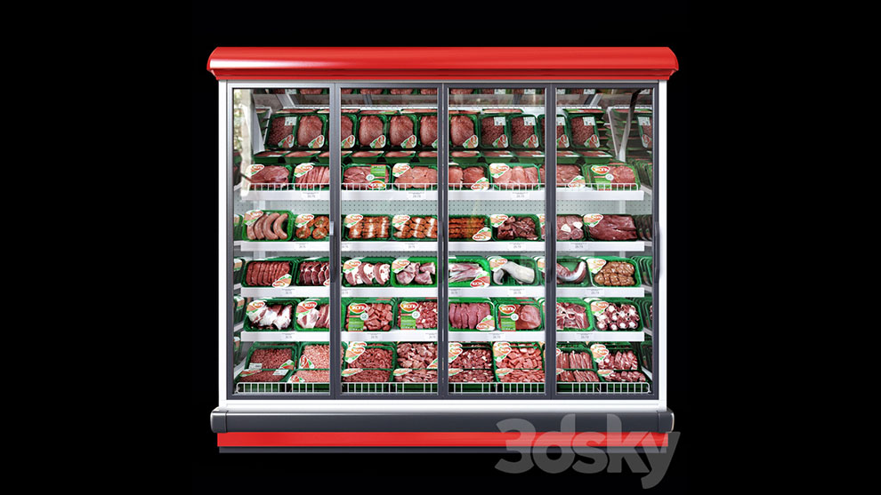 مدل سه بعدی یخچال مواد پروتئینی Refrigerated Showcase Bonnetneve Proxima
