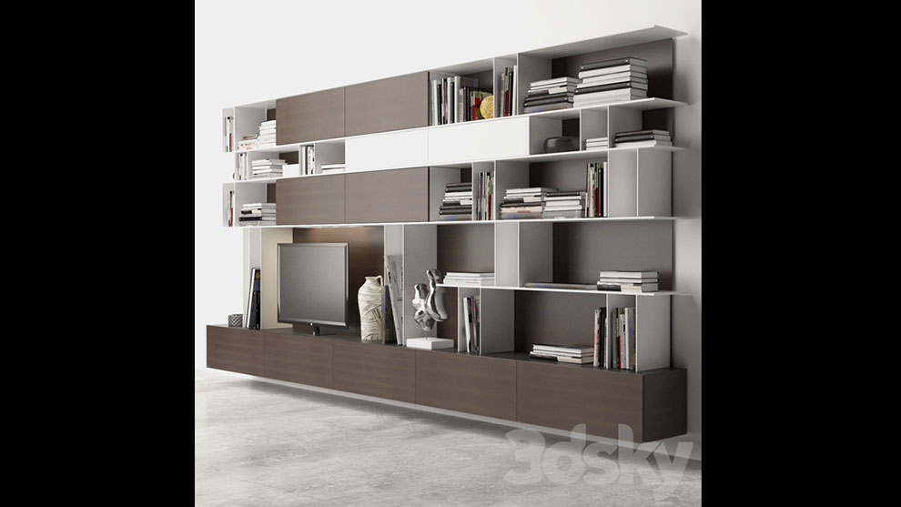 مدل سه بعدی بوفه قفسه ای Varenna Poliform Day System