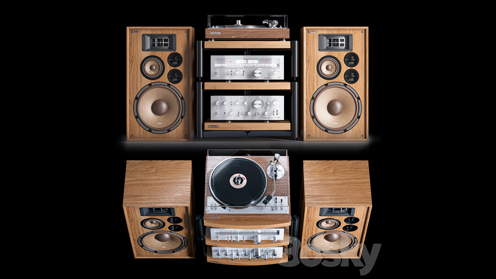 مدل سه بعدی سیستم اسپیکر یاماها Vintage Pioneer Hi-Fi 70x