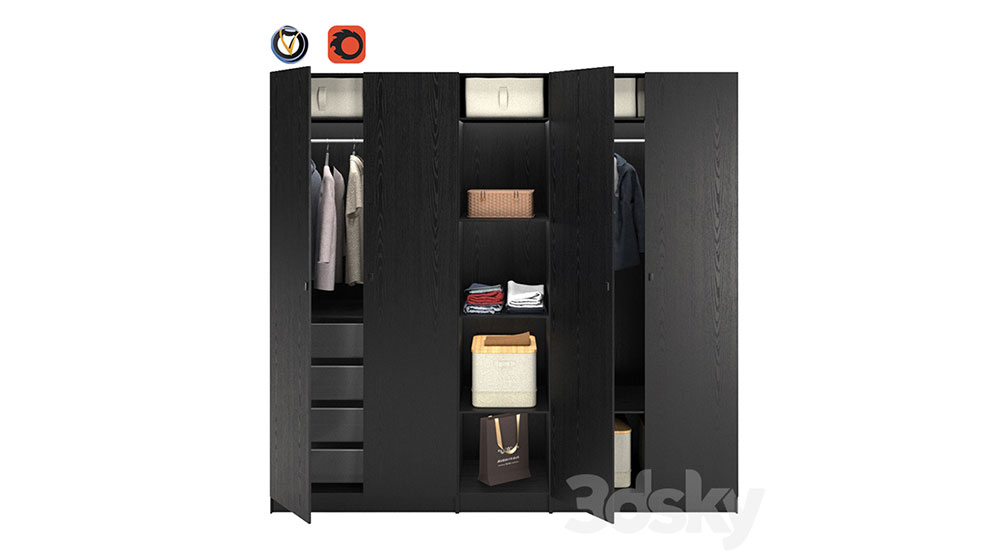 مدل سه بعدی کمد دیواری Wardrobe Paks Ikea Forsan