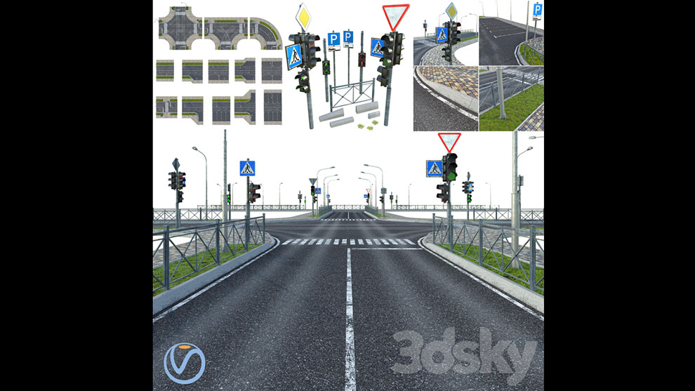 مجموعه مدل سه بعدی اجزای شهری Sections of Road