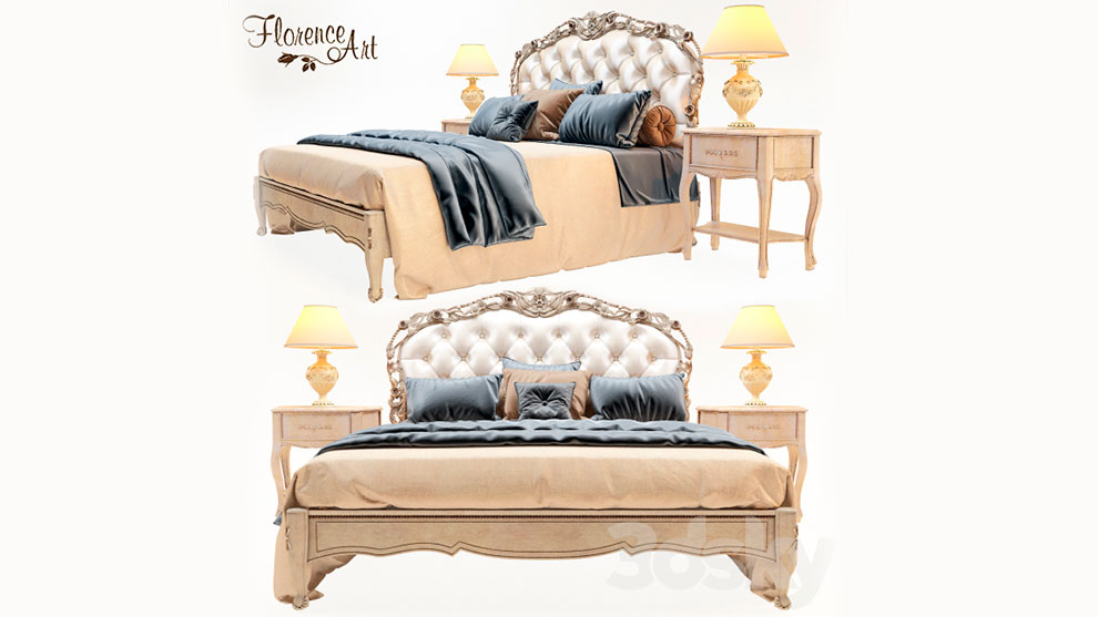 مدل سه بعدی ست تختخواب Bed Florence Art