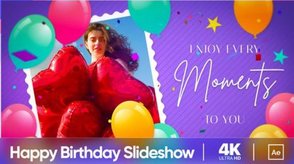 پروژه افترافکت اسلایدشو تولد Bright Happy Birthday Slideshow