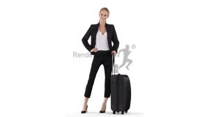 مدل سه بعدی اسکن کاراکتر زن با چمدان Claudia Posed 013 Scanned