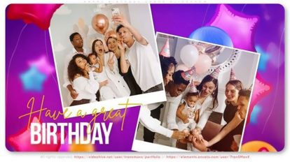 پروژه افترافکت اسلایدشو تولد Happy Birthday Cards Slideshow