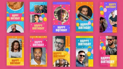 پروژه افترافکت مجموعه استوری تولد Happy Birthday Instagram Stories