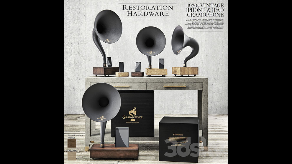 مجموعه مدل سه بعدی گرامافون مدرن Gramaphone Set