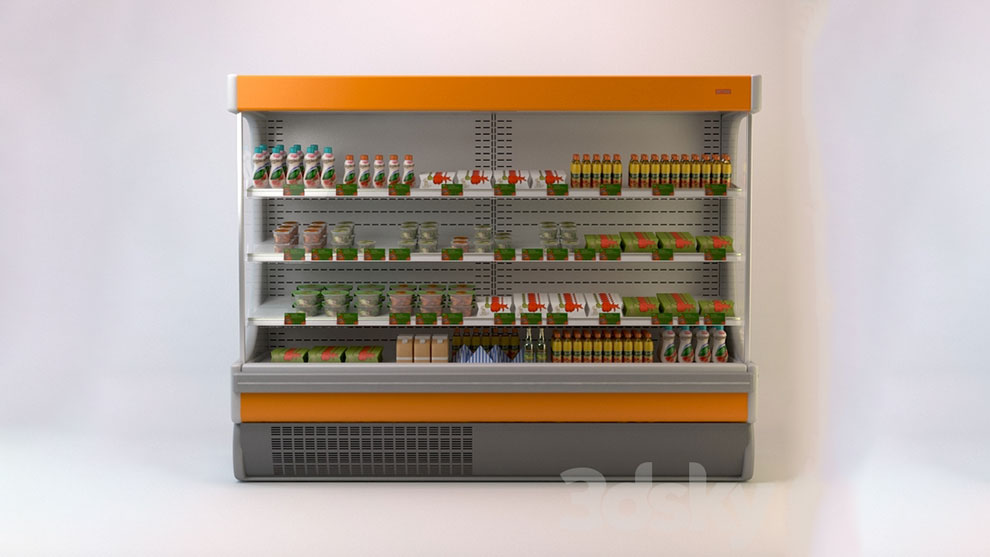 مدل سه بعدی یخچال فروشگاه Refrigerator Showcase