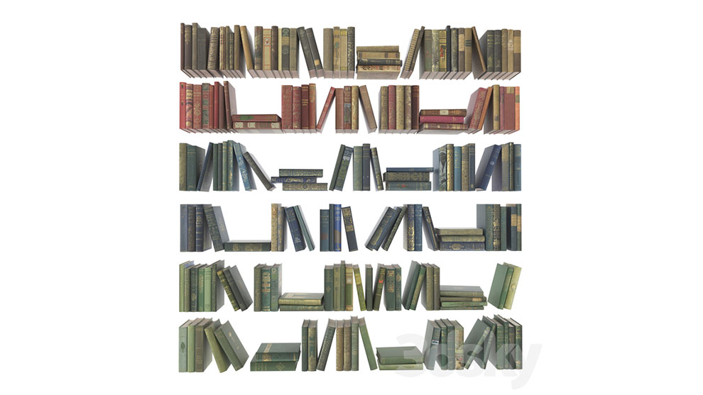 مدل سه بعدی مجموعه کتاب روی قفسه Collection of Books