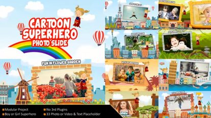 پروژه افترافکت اسلایدشو کارتونی Flying Cartoon Superhero Slideshow