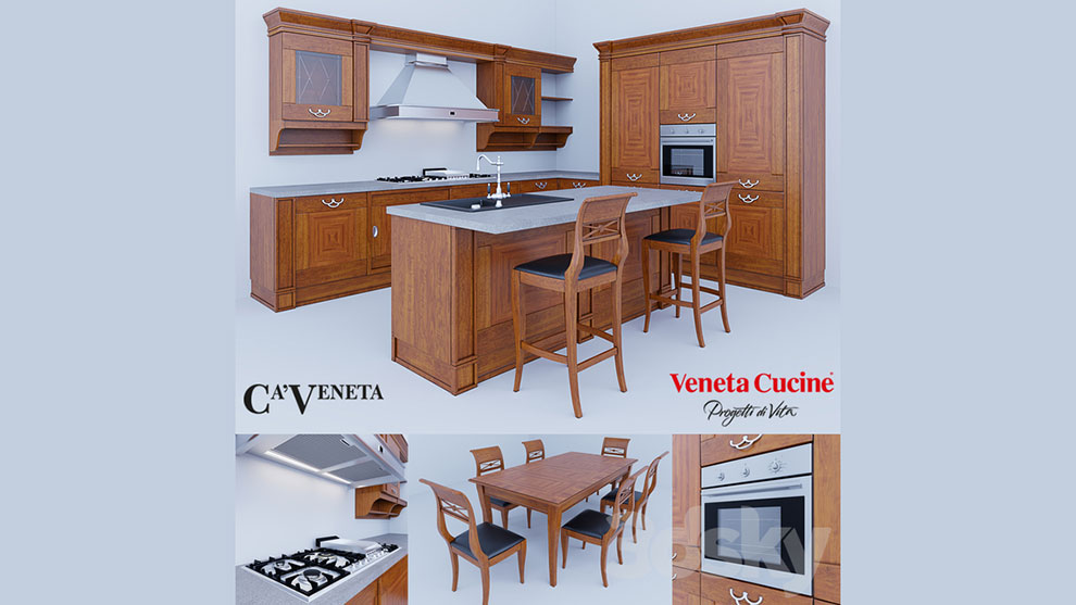 مدل سه بعدی دکوراسیون داخلی آشپزخانه Kitchen Ca 'Veneta