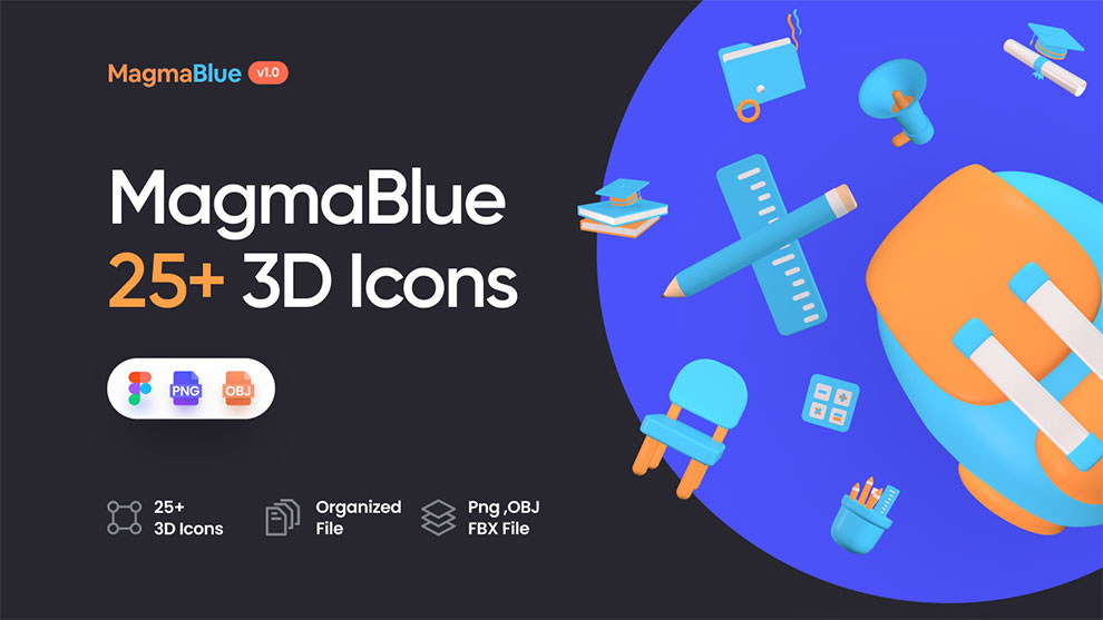مجموعه مدل سه بعدی آیکون آموزشی Education 3D Icons
