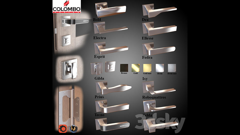 مجموعه مدل سه بعدی دستگیره در Door handles