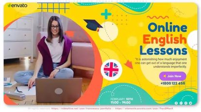 پروژه افترافکت معرفی دوره آموزشی زبان Online English Course