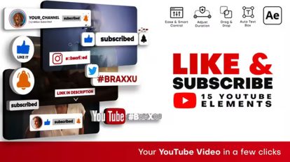 پروژه افترافکت مجموعه آیکون شبکه اجتماعی Like and Subscribe