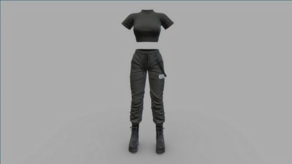 مدل سه بعدی لباس زنانه Black Cargo Outfit