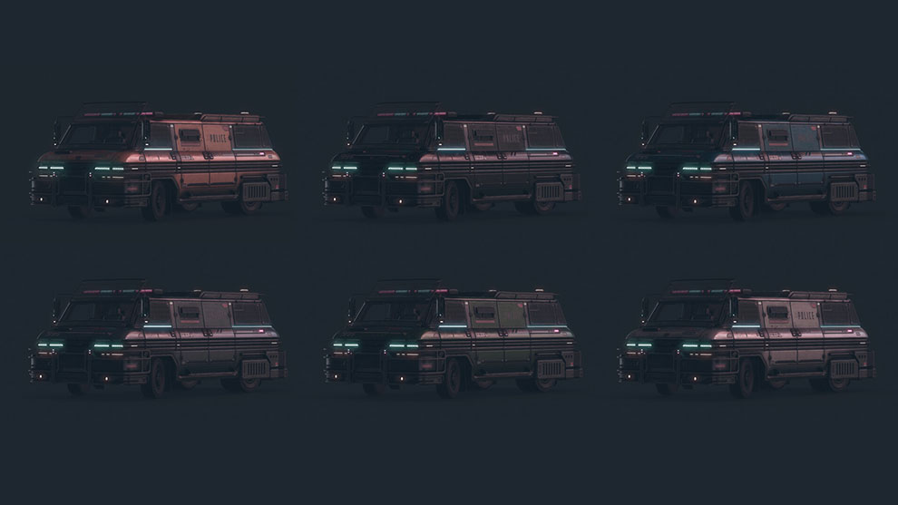 مدل سه بعدی ماشین پلیس سایبرپانک Cyberpunk Riot Police Van