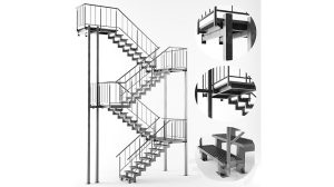 مدل سه بعدی پلکان ساختمان Metal Outdoor Stair