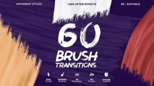 پروژه افترافکت مجموعه ترانزیشن براش نقاشی Brush Transitions