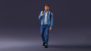 مدل سه بعدی مرد با کیف کوله Man with Bag 0711