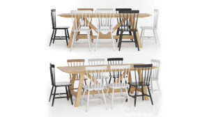 مدل سه بعدی ست میز و صندلی چوبی Buondi Table and JIMI Chairs