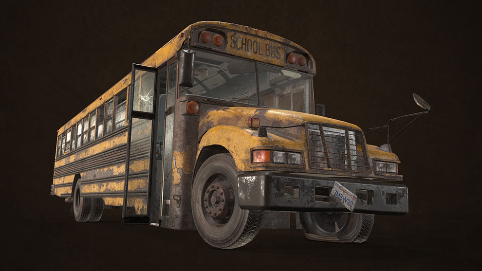 مدل سه بعدی اتوبوس مدرسه متروکه Abandoned School Bus