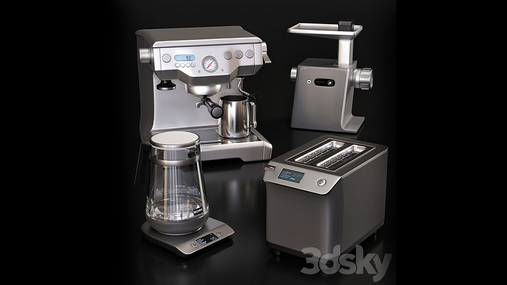 مجموعه مدل سه بعدی لوازم آشپزخانه Household Appliances Bork Silver