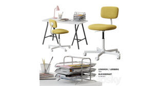 مدل سه بعدی میز و صندلی اداری Lerberg Table and Bleckberget Chair