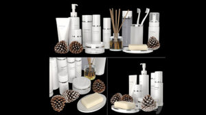 مدل سه بعدی ست لوازم آرایش Set of White Cosmetics