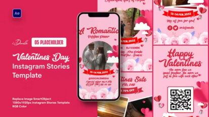 پروژه افترافکت مجموعه استوری ولنتاین Valentines Day Instagram Stories