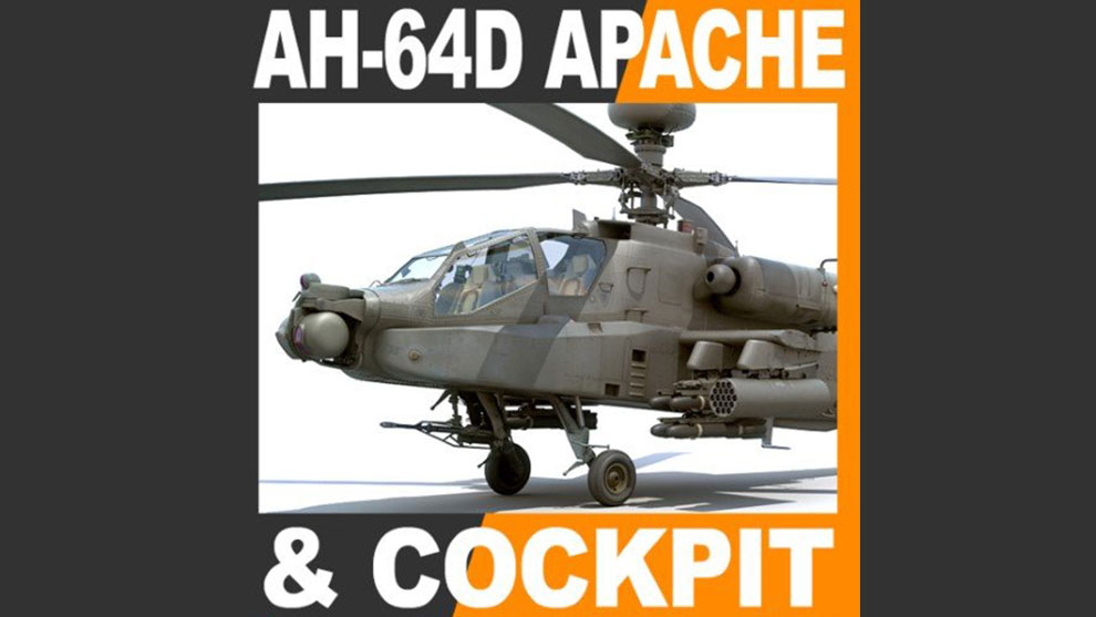 مدل سه بعدی هلیکوپتر Boeing AH-64D Apache