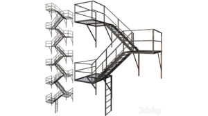 مدل سه بعدی پله فرار Outdoor Fire Ladder