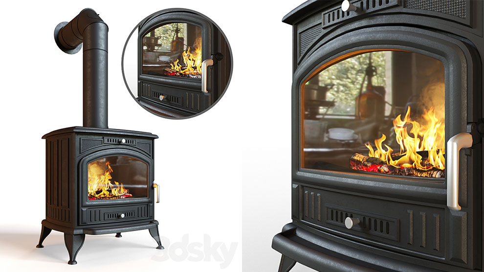 مدل سه بعدی شومینه Kratki Koza Fireplace Stove