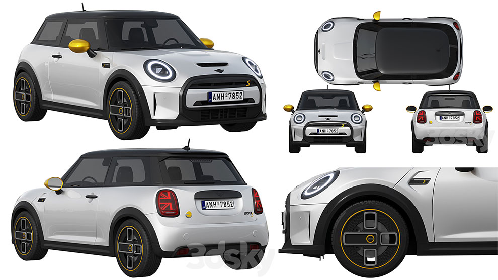 مدل سه بعدی ماشین الکتریکی Mini Cooper SE Electric 2023
