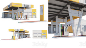 مدل سه بعدی ایستگاه پمپ گاز Gas Station with SRT