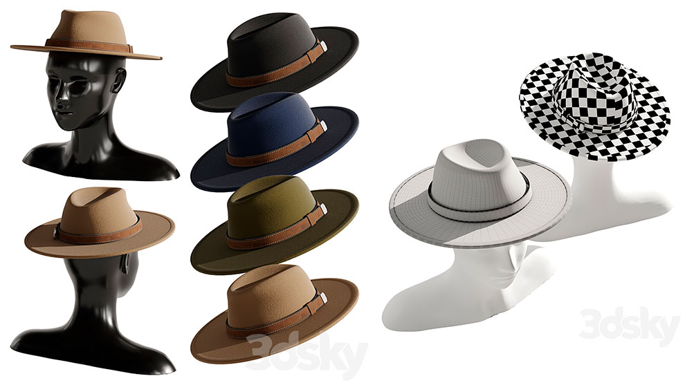 مجموعه مدل سه بعدی کلاه مردانه Man Hat Set 2