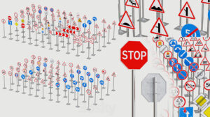 مدل سه بعدی علائم راهنمایی رانندگی جاده Road Signs