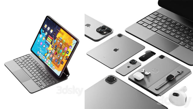 مجموعه مدل سه بعدی تجهیزات دیجیتال اپل Apple Set 2 - مغزابزار